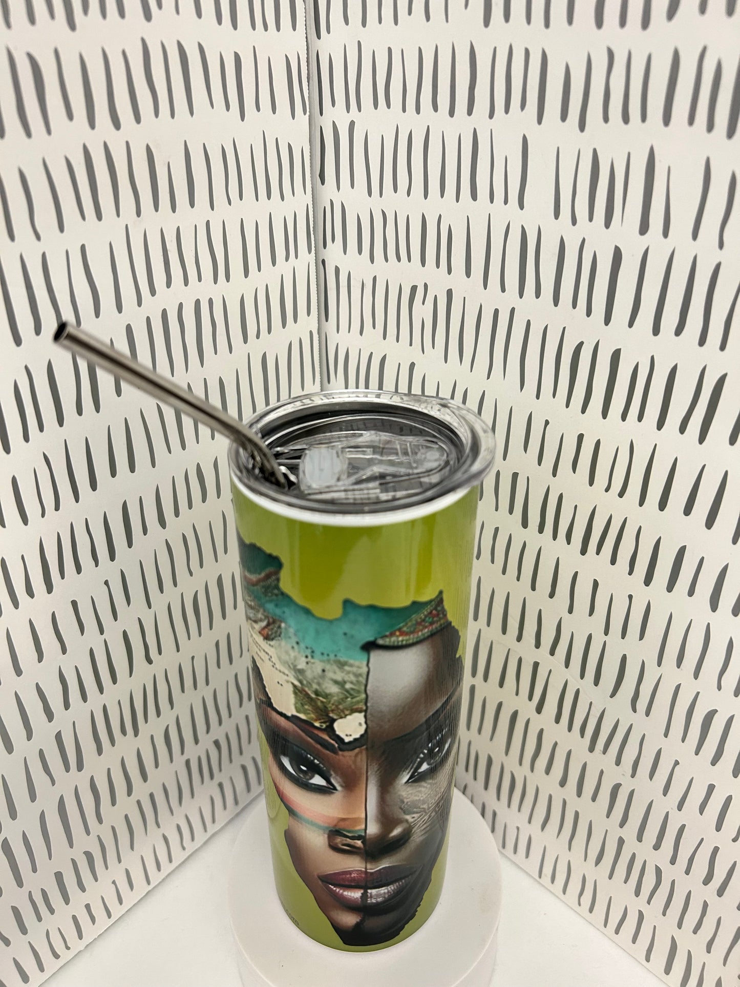 African Woman -green tumbler 20oz