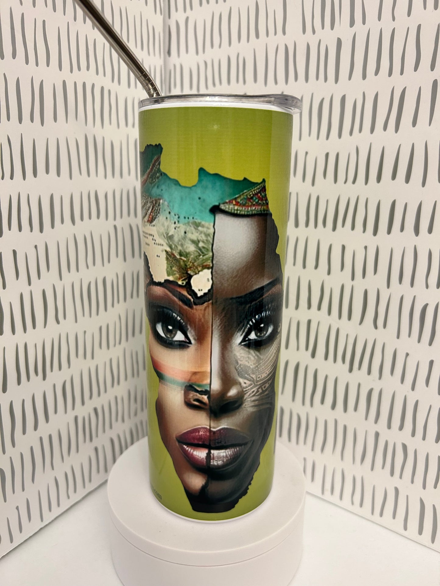 African Woman -green tumbler 20oz