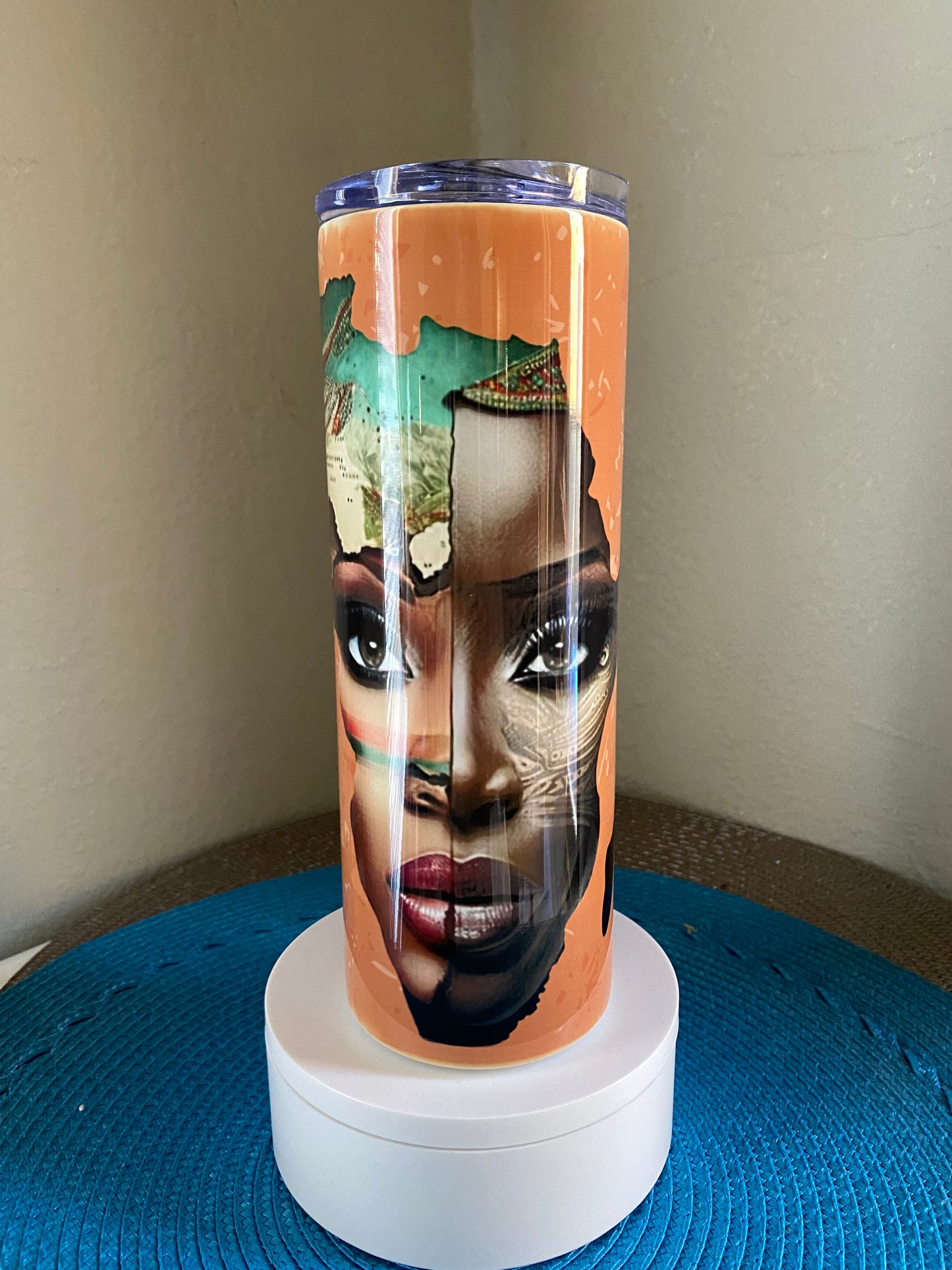 African Woman -orange tumbler 20oz